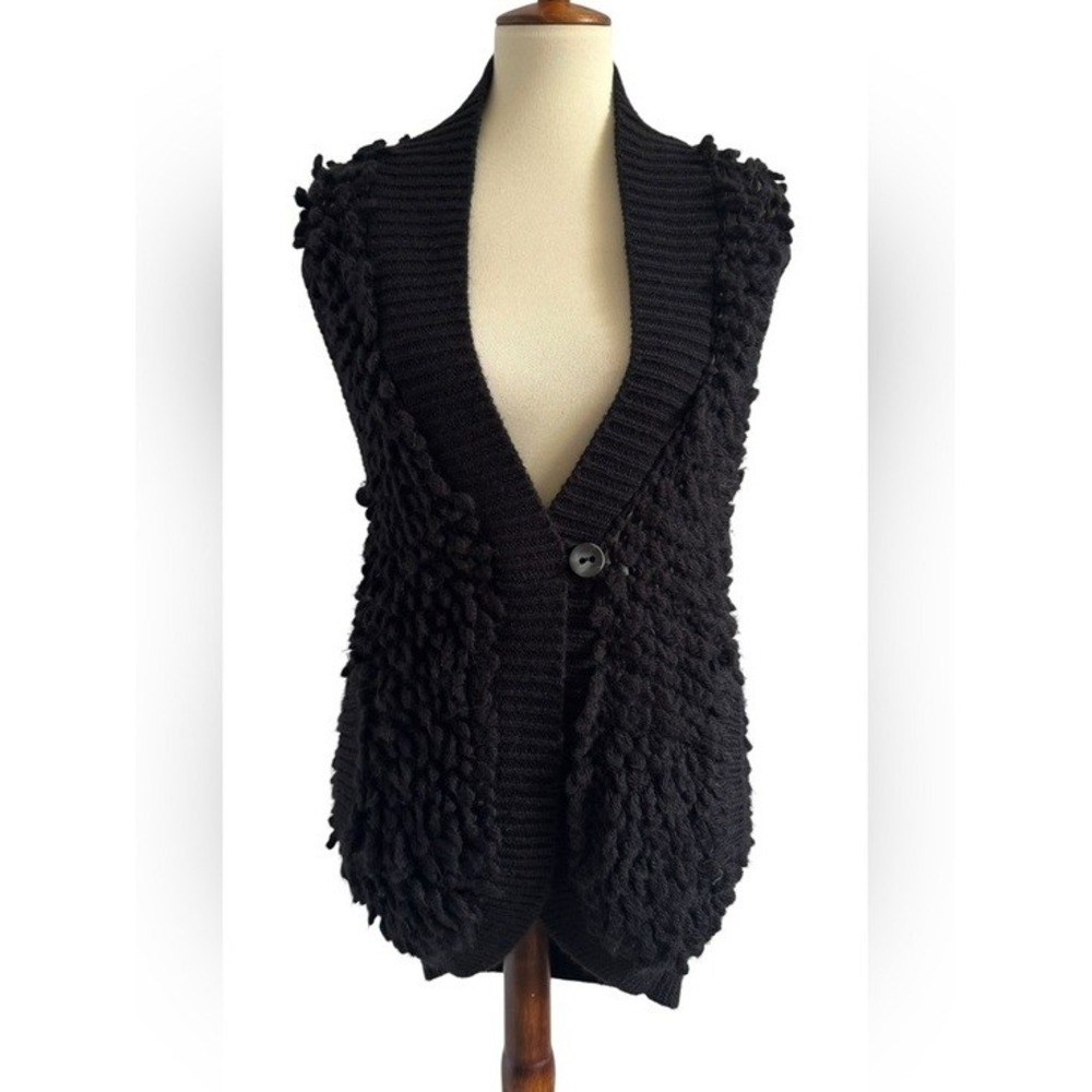 Rebecca Taylor Black Wool blend Textured Fringe Knit Sweater Vest Size Small - Picture 2 of 12